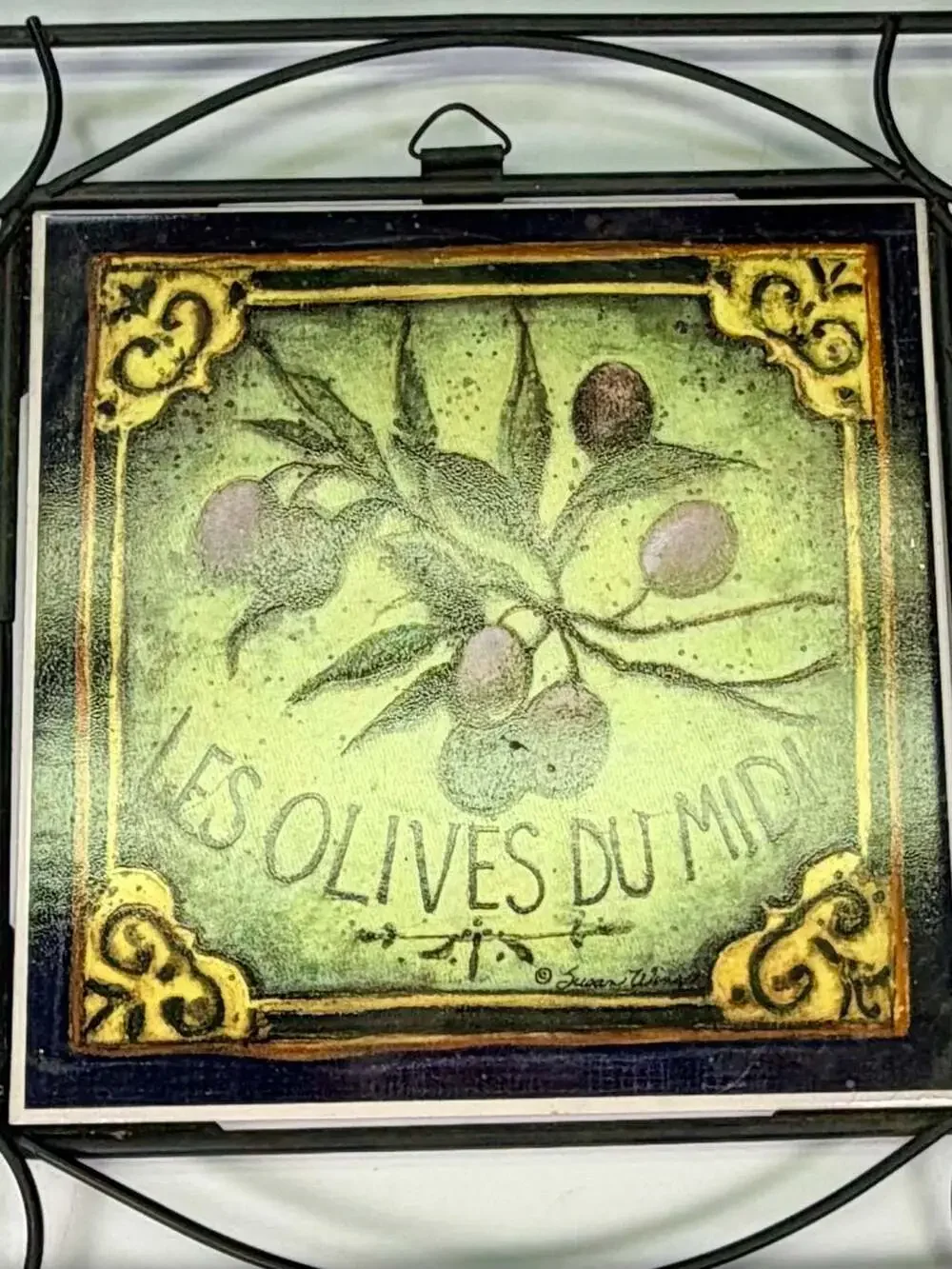 Certified International Garden of Olives Decorative Tile Metal by Susan Winget